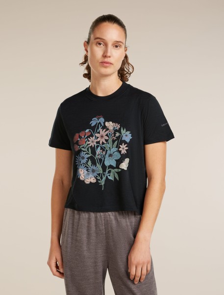ICEBREAKER Women Merino 150 Tech Lite SS Crop Tee NZ Flora